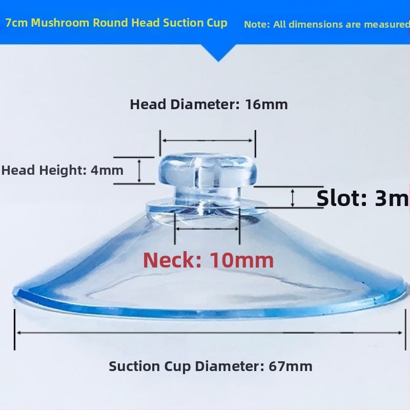 PVC siurbiamas kabliukas automobilio numerio plokštei su grybo galvute, skaidrus, kelių eilių kabliukų dizainas, maksimali apkrova 0–1 kg