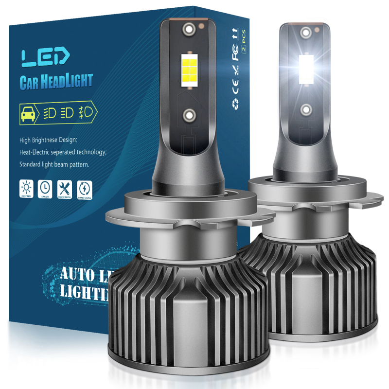 LED automobilio žibintas A8, 12V, aliuminio lydinys, CSP3570 čipas, 50W porai