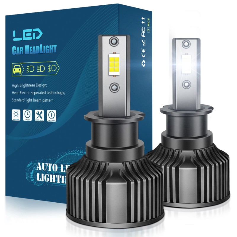 LED automobilio žibintas A8, 12V, aliuminio lydinys, CSP3570 čipas, 50W porai