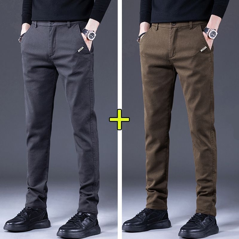 Vyriškos kelnes verslo-kasdieniams stiliui su fliso pamušalu, tiesinis kirpimas, poliesteris, vidinis juosmens aukštis, užtrauktukas