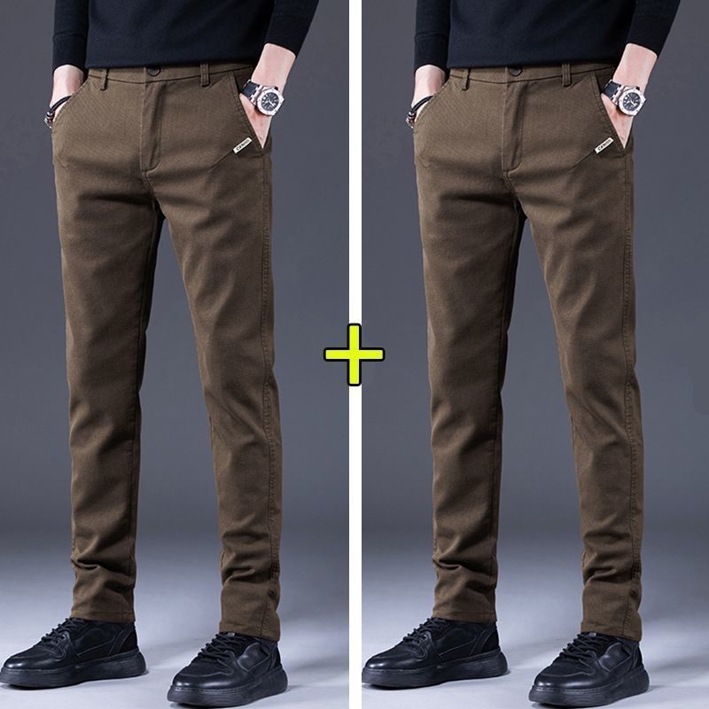 Vyriškos kelnes verslo-kasdieniams stiliui su fliso pamušalu, tiesinis kirpimas, poliesteris, vidinis juosmens aukštis, užtrauktukas