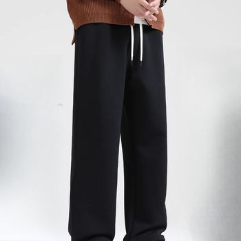 Vyriniai medvilniniai sportiniai kelnės su tiesia kirpimo linija, žiemai, storos, raištelių užsegimas, vienos spalvos