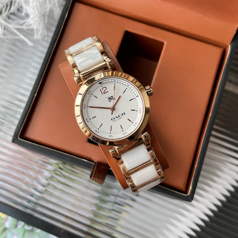 Ceas ceramic pentru femei cu MIYOTA quartz movement, carcasă și curea din ceramică, rezistență la apă 30M, cadran rotund