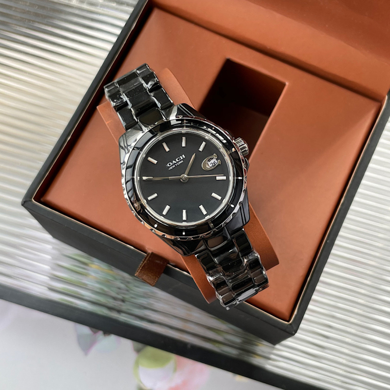 Ceas ceramic pentru femei cu MIYOTA quartz movement, carcasă și curea din ceramică, rezistență la apă 30M, cadran rotund