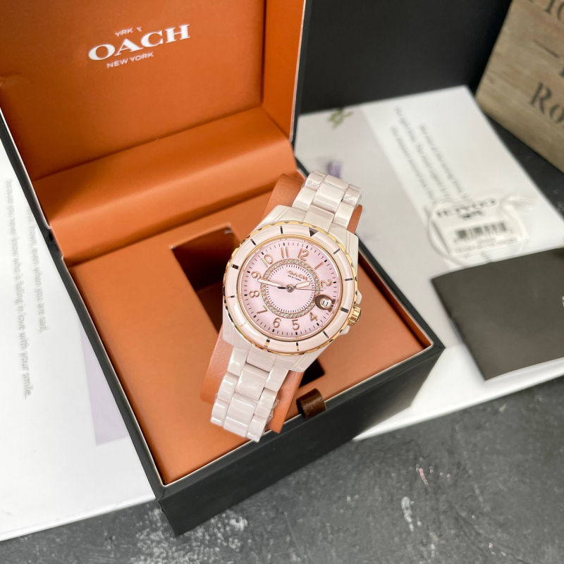 Ceas ceramic pentru femei cu MIYOTA quartz movement, carcasă și curea din ceramică, rezistență la apă 30M, cadran rotund