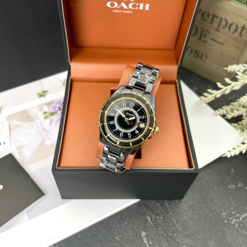 Ceas ceramic pentru femei cu MIYOTA quartz movement, carcasă și curea din ceramică, rezistență la apă 30M, cadran rotund