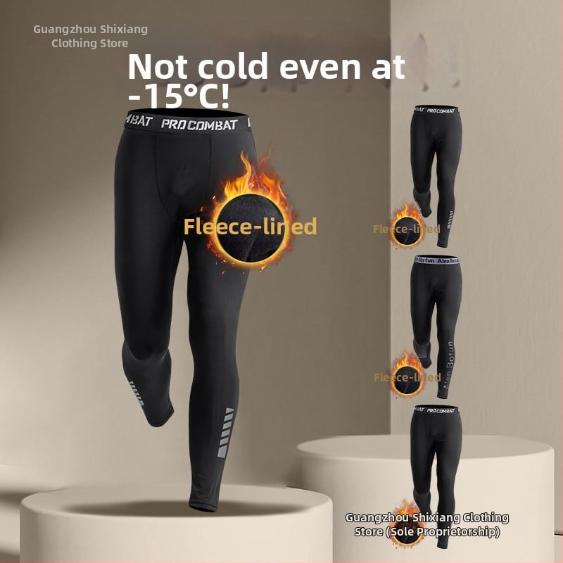 Vyrų terminių pagrindinių kelnių su fliso vidumi, siauras pjūvis, ilgos kelnės, bambukų pluošto ir šilko kokonų mišinys, tinkamos bėgimui ir dviračių sportui, didelis elastingumas