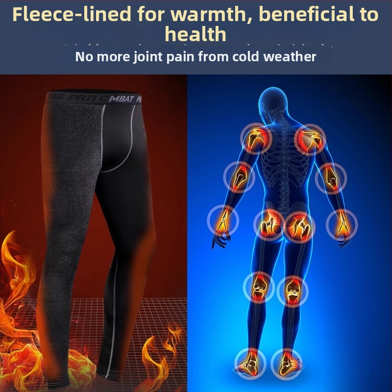 Vyrų terminių pagrindinių kelnių su fliso vidumi, siauras pjūvis, ilgos kelnės, bambukų pluošto ir šilko kokonų mišinys, tinkamos bėgimui ir dviračių sportui, didelis elastingumas