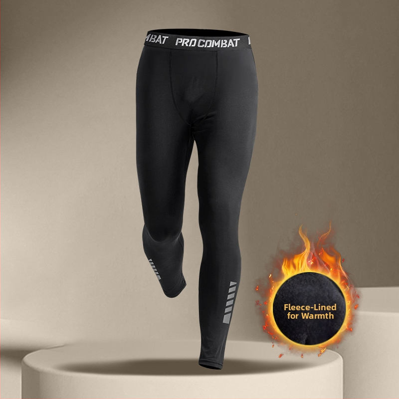 Vyrų terminių pagrindinių kelnių su fliso vidumi, siauras pjūvis, ilgos kelnės, bambukų pluošto ir šilko kokonų mišinys, tinkamos bėgimui ir dviračių sportui, didelis elastingumas