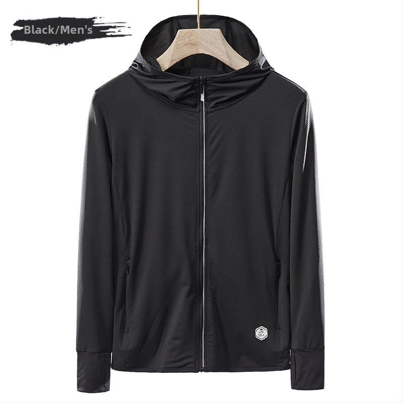 Εξωτερικό αντιανιανικό μπουφάν με κουκούλα, διαπνέσιμος πολυεστέρας, UV προστασία UPF45, μακριά μανίκια