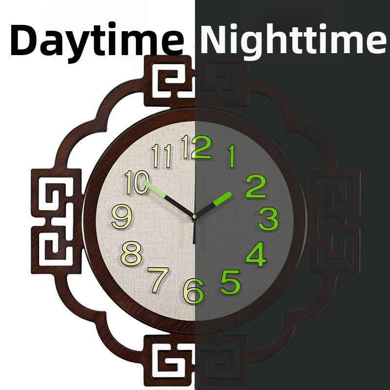 Zidni sat, kineskog stila, dvostrani, mehanizam skakućih sekundi, napajanje baterijom, drveni kućište, kvarcno staklo ogledalo