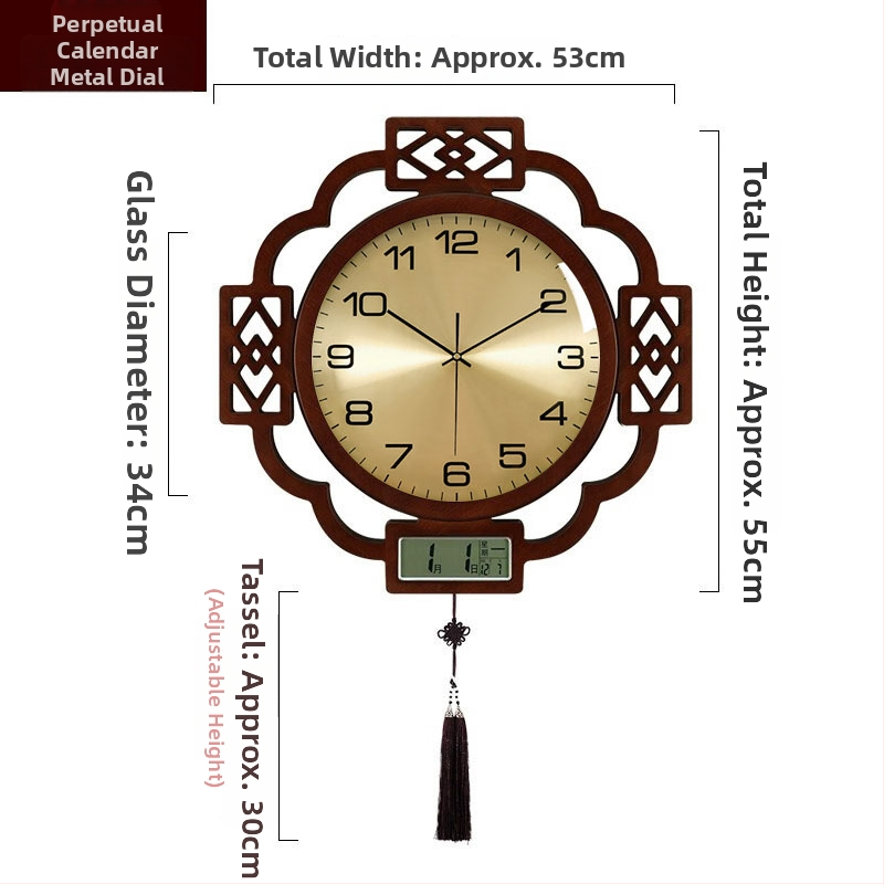 Zidni sat, kineskog stila, dvostrani, mehanizam skakućih sekundi, napajanje baterijom, drveni kućište, kvarcno staklo ogledalo
