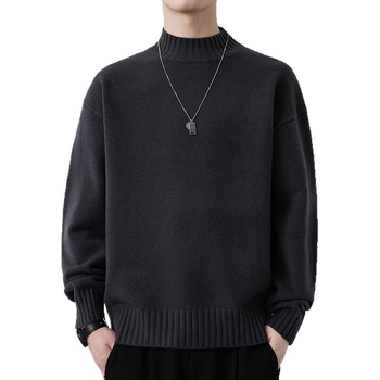 Muški pleteni džemper s polu-visokim ovratnikom, Slim fit, Dugi rukav, Uobičajena debljina, Akril vlakna