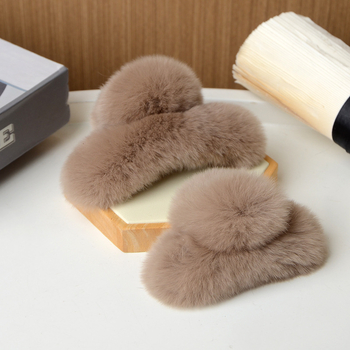 Clamă de păr din blană de iepure Rex, lucrată manual, pentru femei, accesorii din blană