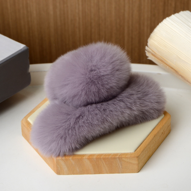 Clamă de păr din blană de iepure Rex, lucrată manual, pentru femei, accesorii din blană