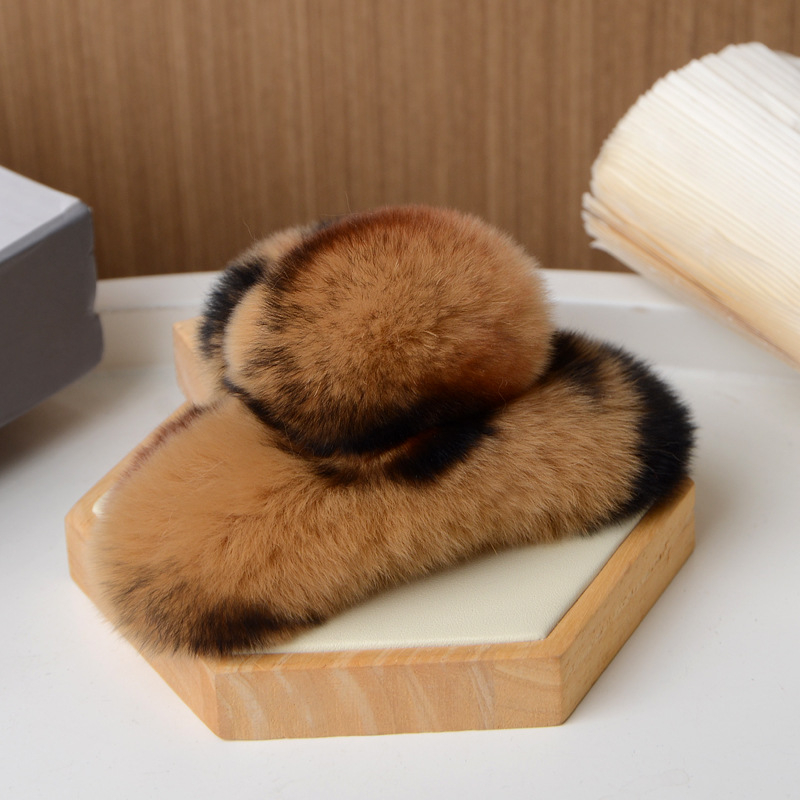 Clamă de păr din blană de iepure Rex, lucrată manual, pentru femei, accesorii din blană