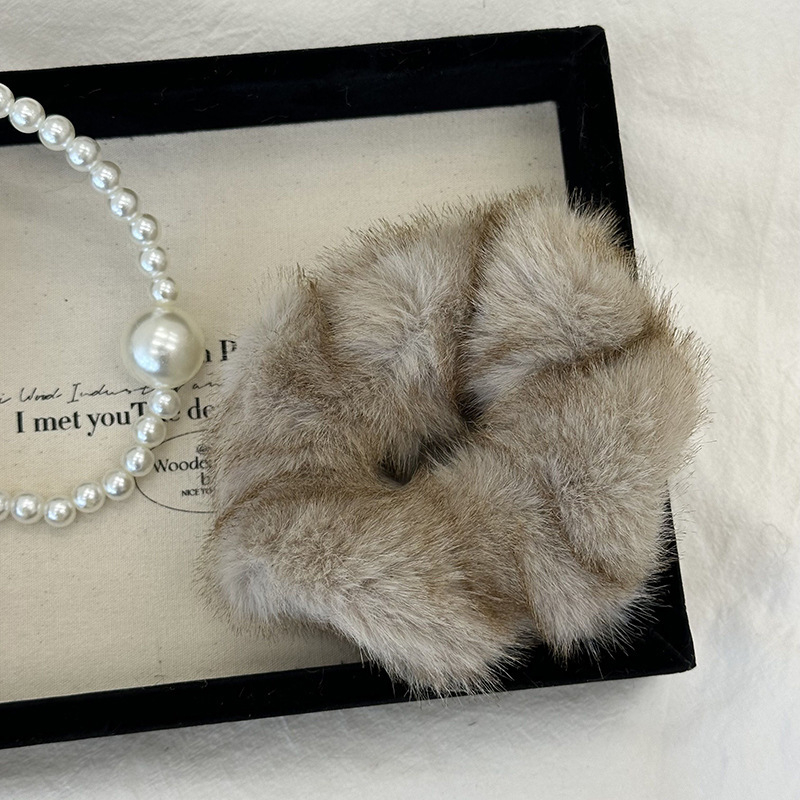 Guma za kosu od pliša s imitacijom minka, korejski stil, visoka elastičnost, ručna izrada, za žene, jesen-zima 2024