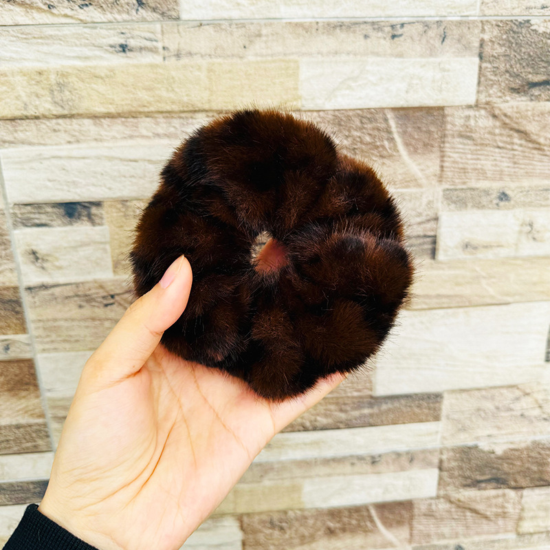 Guma za kosu od pliša s imitacijom minka, korejski stil, visoka elastičnost, ručna izrada, za žene, jesen-zima 2024