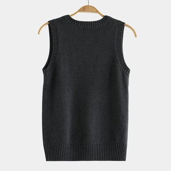 Vesta tricot JK stil, decolteu în V, tricot din bumbac pentru toamnă-iarnă