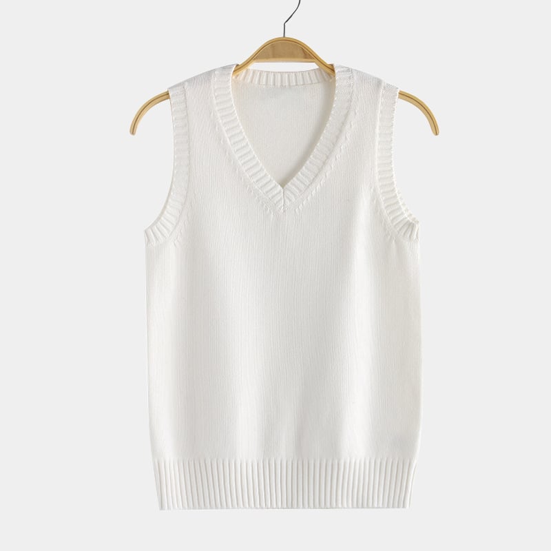 Vesta tricot JK stil, decolteu în V, tricot din bumbac pentru toamnă-iarnă