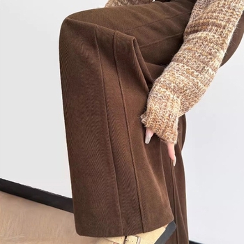 Moteriškos chenille audinio platus kelnės su fleece vidumi, aukštas liemuo, 3/4 ilgis