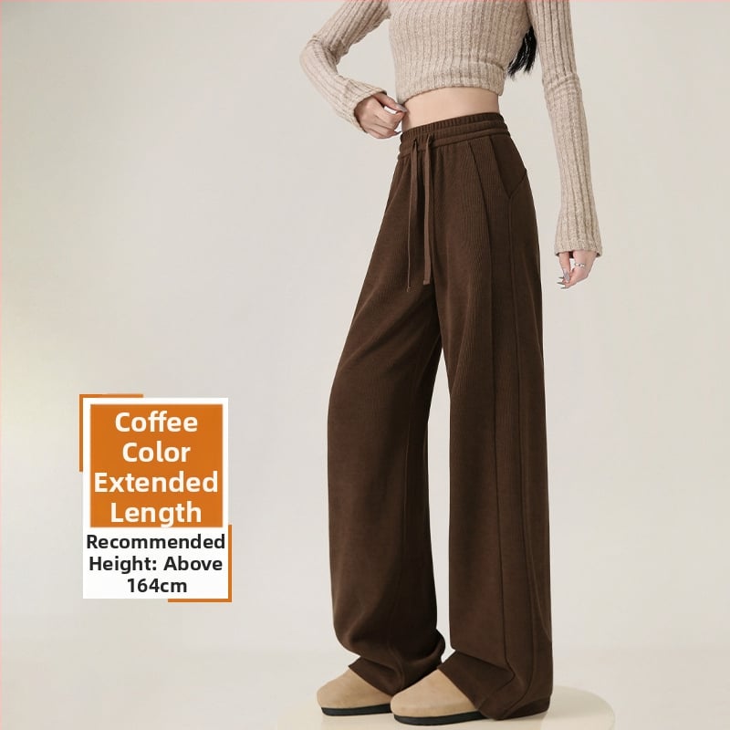 Moteriškos chenille audinio platus kelnės su fleece vidumi, aukštas liemuo, 3/4 ilgis