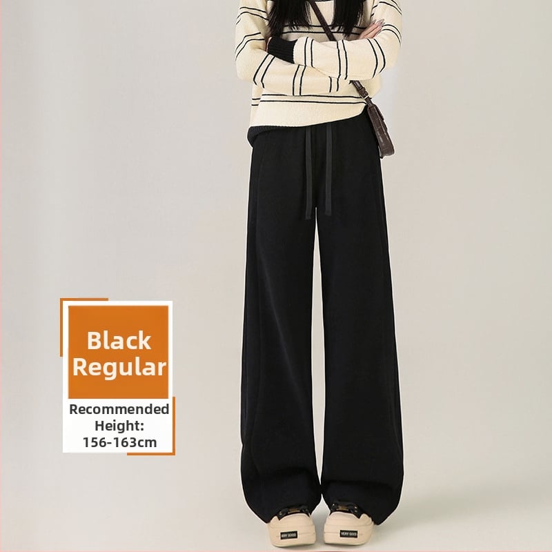 Moteriškos chenille audinio platus kelnės su fleece vidumi, aukštas liemuo, 3/4 ilgis