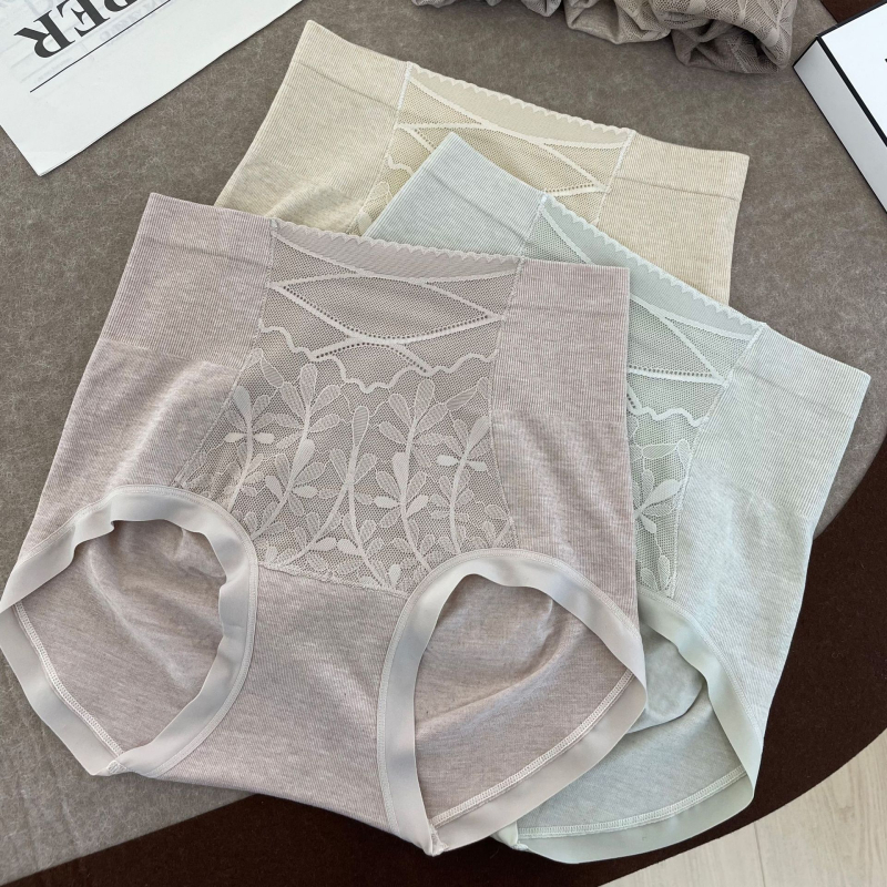 Ženske gaćice visokog pojasa s čipkom, oblikovanje trbuha i podizanje stražnjice, antibakterijske, oblik broskve