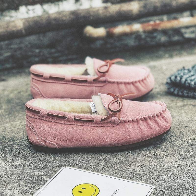 Női bőr loaferek gyapjú béléssel, slip-on, csíkos mintázat, TPU talp, 6–8 cm vastag sarok