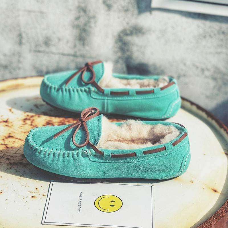 Női bőr loaferek gyapjú béléssel, slip-on, csíkos mintázat, TPU talp, 6–8 cm vastag sarok