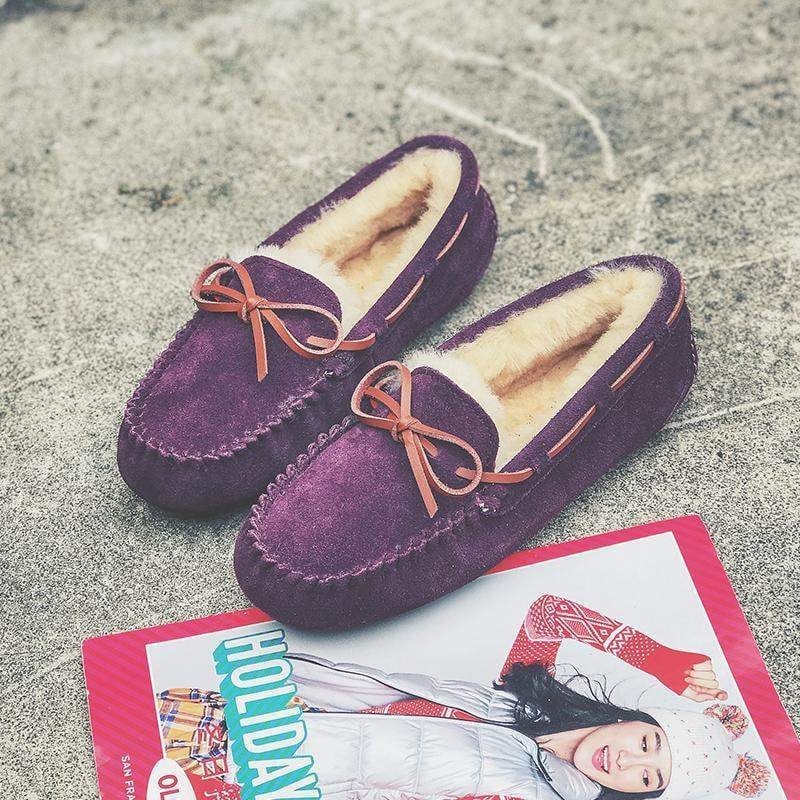 Női bőr loaferek gyapjú béléssel, slip-on, csíkos mintázat, TPU talp, 6–8 cm vastag sarok