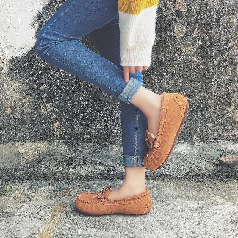 Női bőr loaferek gyapjú béléssel, slip-on, csíkos mintázat, TPU talp, 6–8 cm vastag sarok