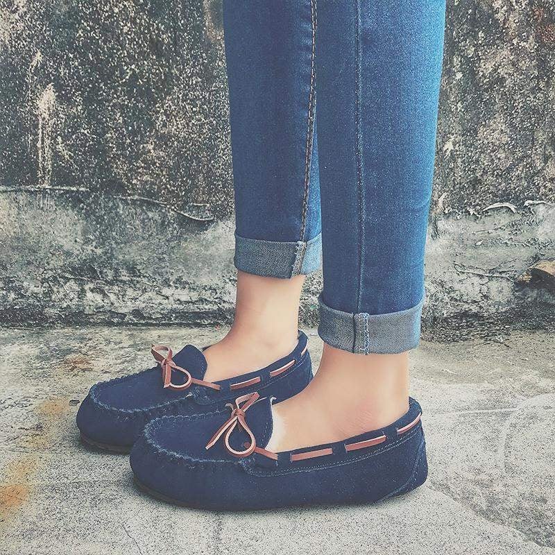 Női bőr loaferek gyapjú béléssel, slip-on, csíkos mintázat, TPU talp, 6–8 cm vastag sarok