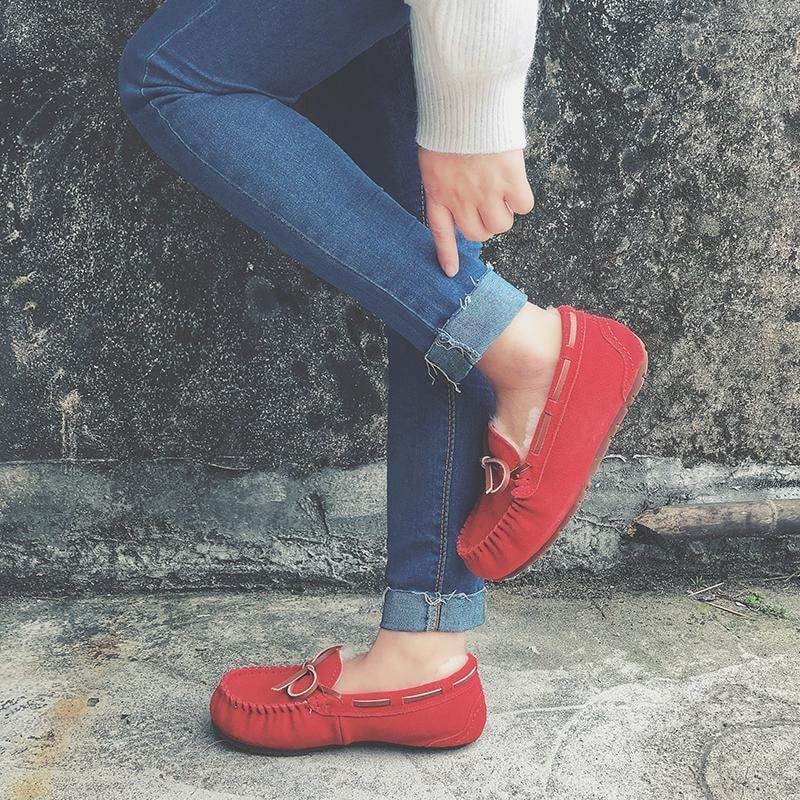 Női bőr loaferek gyapjú béléssel, slip-on, csíkos mintázat, TPU talp, 6–8 cm vastag sarok