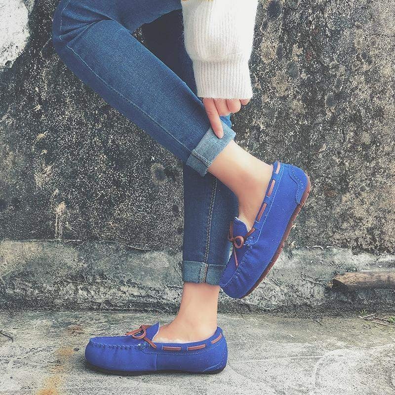 Női bőr loaferek gyapjú béléssel, slip-on, csíkos mintázat, TPU talp, 6–8 cm vastag sarok