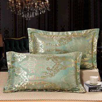 Fețe de pernă satin jacquard brodată, modal 60%, vopsire reactive, stil lux ușor