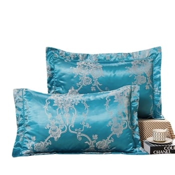 Fețe de pernă satin jacquard brodată, modal 60%, vopsire reactive, stil lux ușor