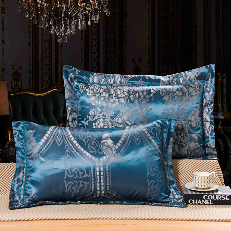 Fețe de pernă satin jacquard brodată, modal 60%, vopsire reactive, stil lux ușor