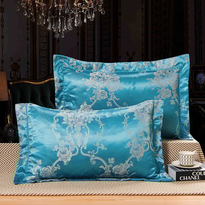 Fețe de pernă satin jacquard brodată, modal 60%, vopsire reactive, stil lux ușor