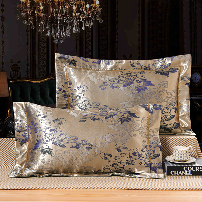 Fețe de pernă satin jacquard brodată, modal 60%, vopsire reactive, stil lux ușor