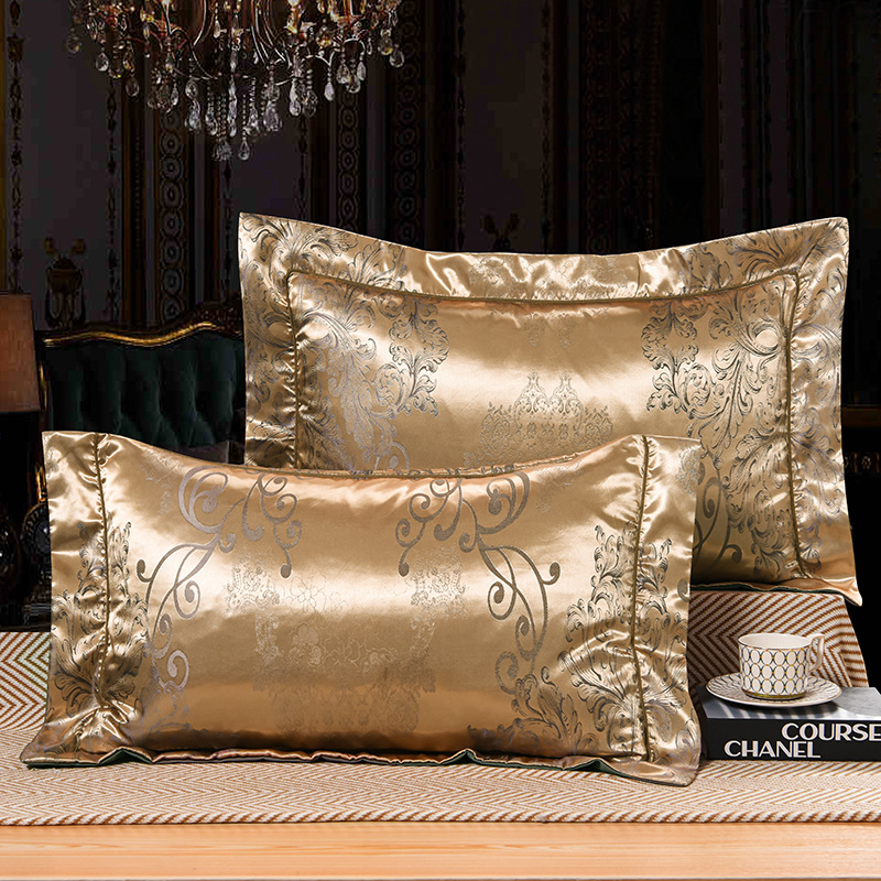 Fețe de pernă satin jacquard brodată, modal 60%, vopsire reactive, stil lux ușor