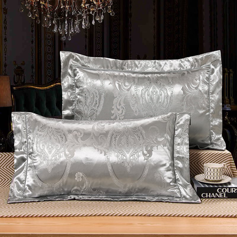 Fețe de pernă satin jacquard brodată, modal 60%, vopsire reactive, stil lux ușor