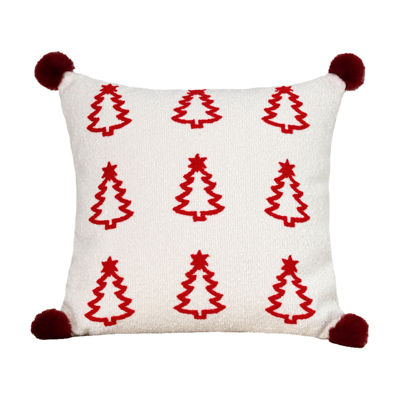 Nordic stílusú párnahuzat, hímzett, karácsonyi motívum, poliészter anyag, nappaliba