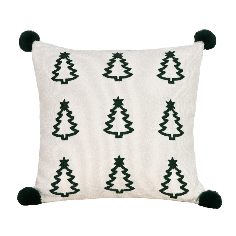 Nordic stílusú párnahuzat, hímzett, karácsonyi motívum, poliészter anyag, nappaliba