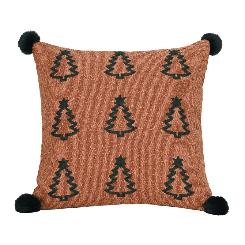 Nordic stílusú párnahuzat, hímzett, karácsonyi motívum, poliészter anyag, nappaliba