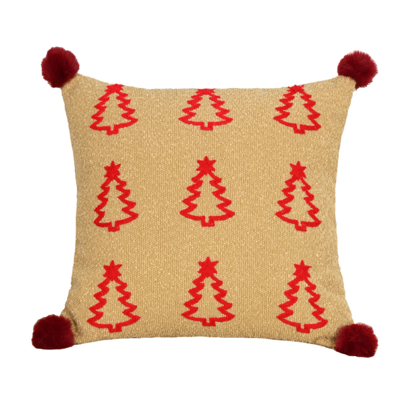 Nordic stílusú párnahuzat, hímzett, karácsonyi motívum, poliészter anyag, nappaliba