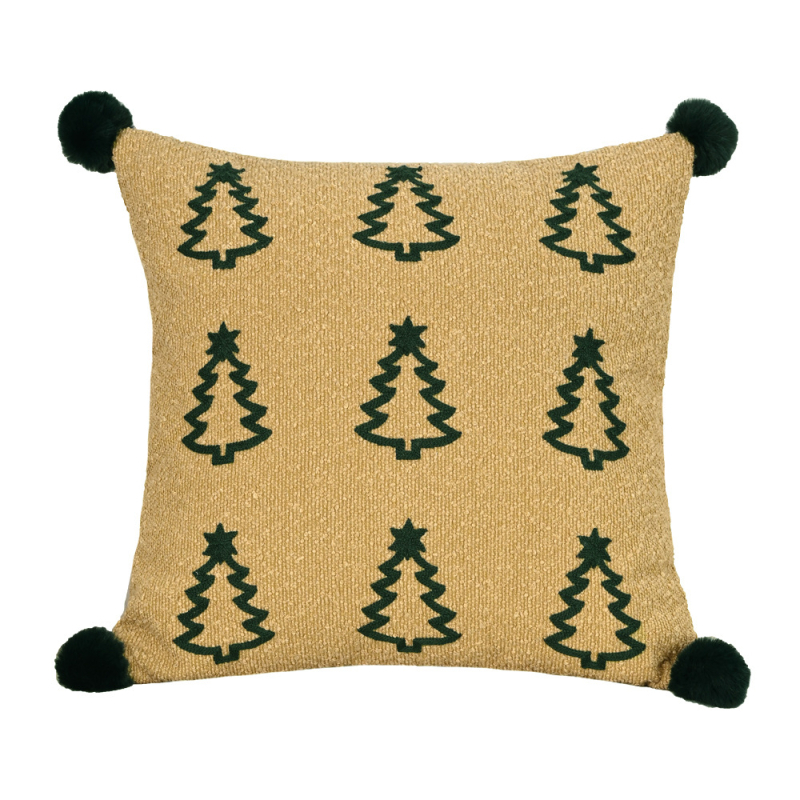 Nordic stílusú párnahuzat, hímzett, karácsonyi motívum, poliészter anyag, nappaliba