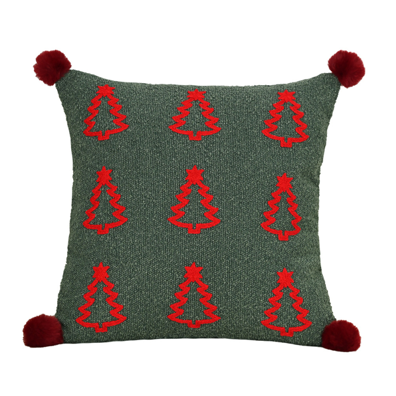 Nordic stílusú párnahuzat, hímzett, karácsonyi motívum, poliészter anyag, nappaliba