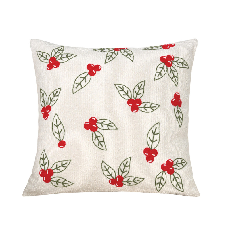 Nordic stílusú párnahuzat, hímzett, karácsonyi motívum, poliészter anyag, nappaliba