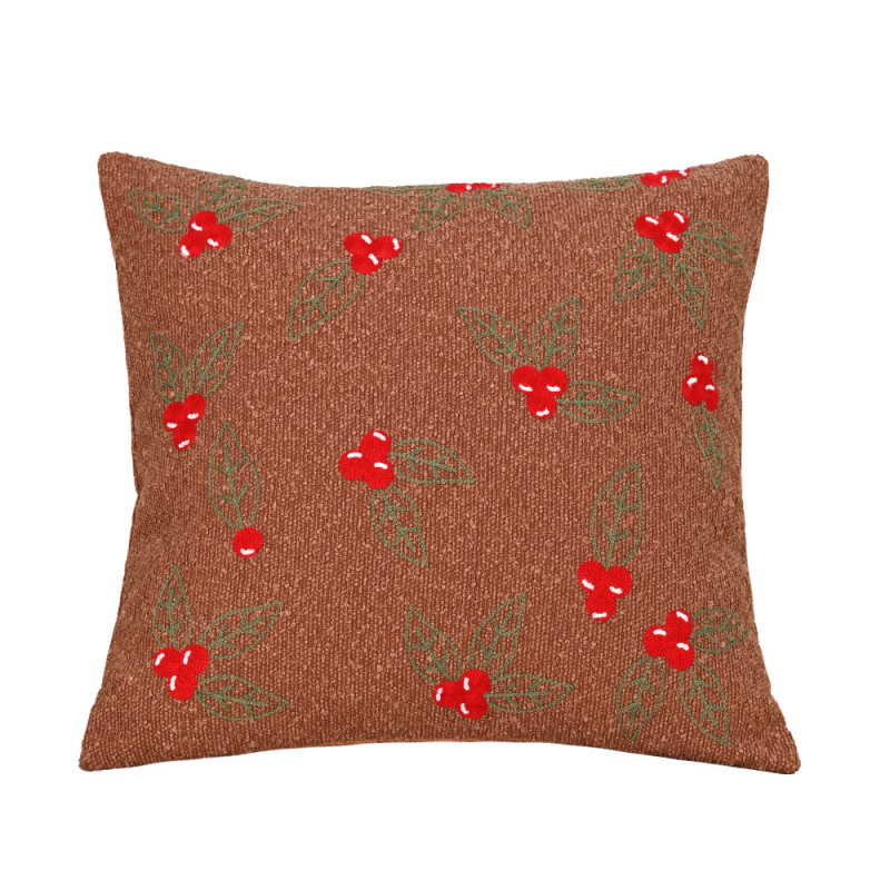 Nordic stílusú párnahuzat, hímzett, karácsonyi motívum, poliészter anyag, nappaliba